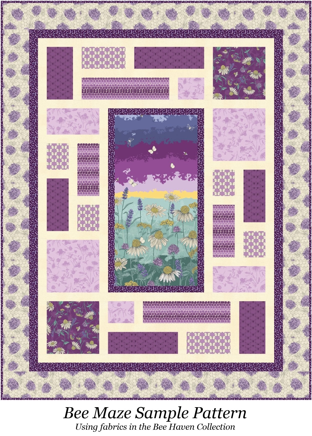 Benartex Fabric - Honeycomb Plum (Bee Haven)