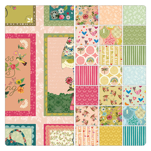 Benartex Fabric - Joyful Flowers KIT Peach (Follow Your Joy)