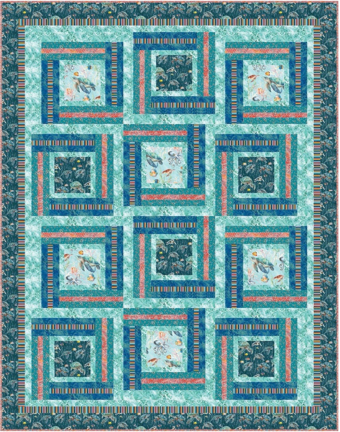 Benartex Fabric - Bubbly Trails Turquoise (Under The Sea)