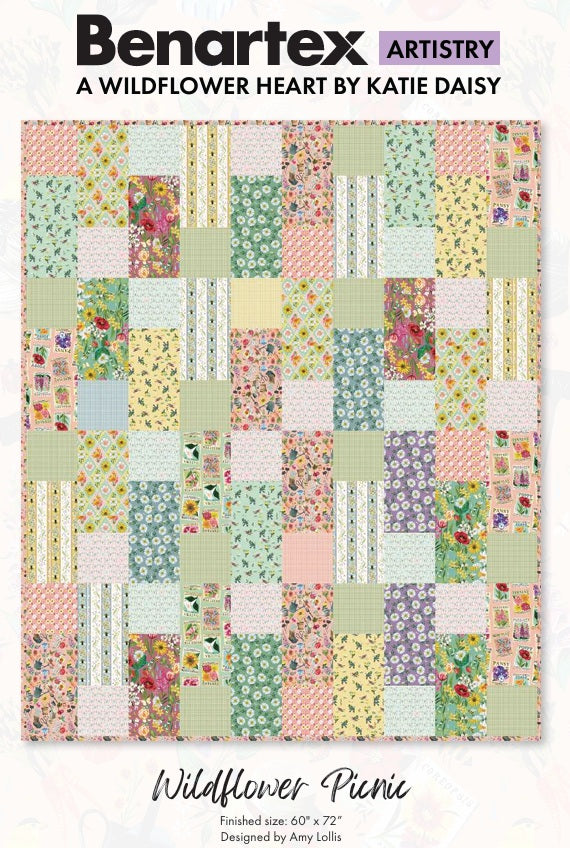 Benartex Fabrics - Daisy Scatter Prairie Sky (A Wildflower Heart)