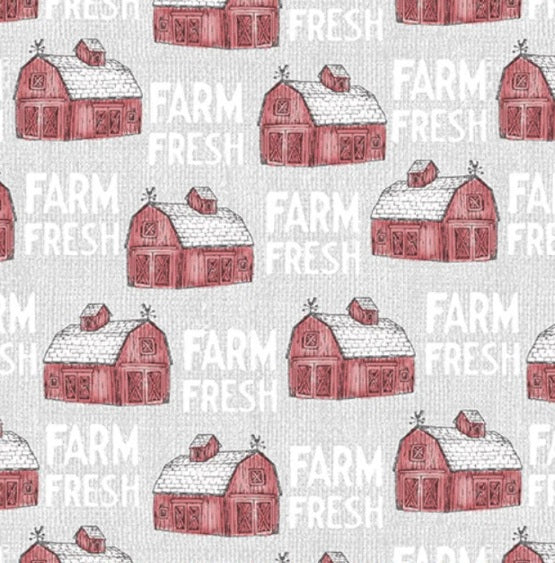 Benartex Fabric - Farm Barns Light Grey (Farm Fresh)