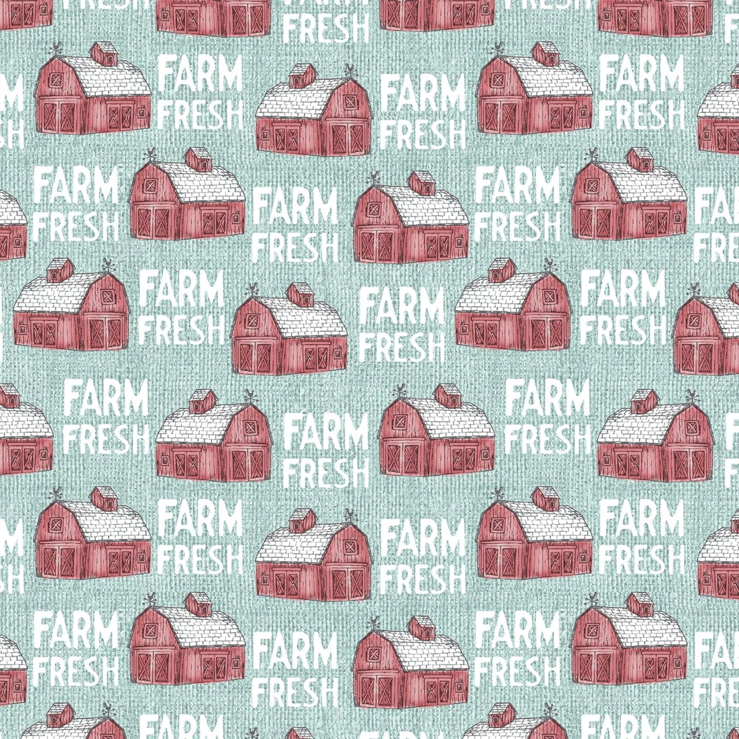 Benartex Fabric - Farm Barns Turquoise (Farm Fresh)