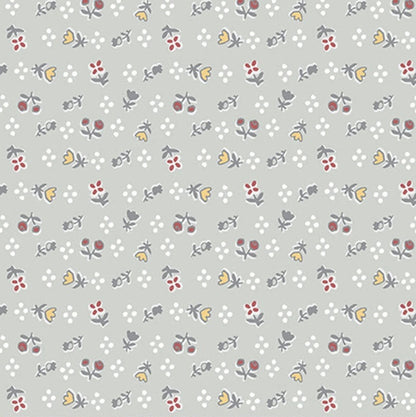 Benartex Fabric - Feed Sack Foral in Lt. Grey (Farm Fresh)