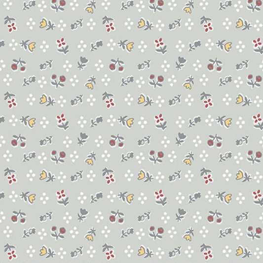 Benartex Fabric - Feed Sack Foral in Lt. Grey (Farm Fresh)