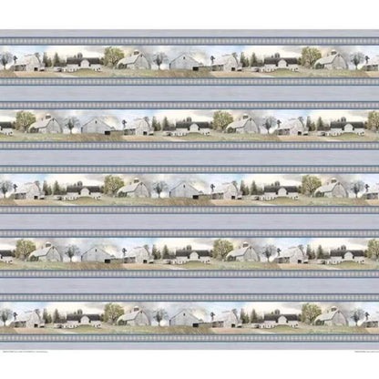 Benartex Fabric - American Barn Panel Grey/Multi (American Barns)