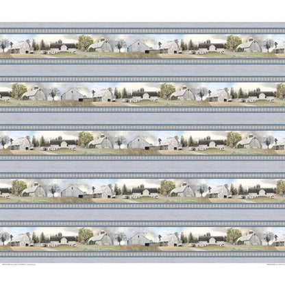 Benartex Fabric - American Barn Stripe Grey/Multi (American Barns)