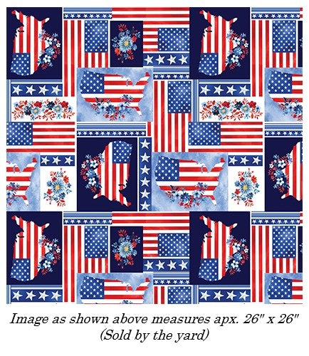 Benartex - Americana Patchwork Multi (Faith, Family, Freedom) 14826-99