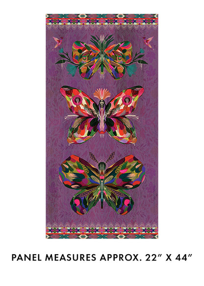 Benartex Fabric - Wings Panel in Plum/Multi-Colors