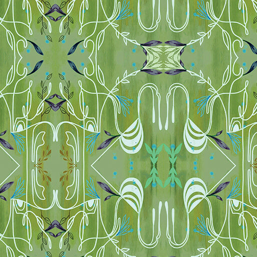 Benartex Fabric - Modern Lace in Leaf