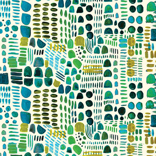 Benartex Fabric - Renew in Teal/Multi-Color