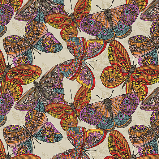 Benartex Fabric - Butterfly Toss in Cream (Small Wonders)