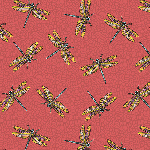 Benartex Fabric - Dragonfly Wonder in Persimmon (Small Wonders)