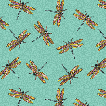 Benartex Fabric - Dragonfly Wonder in Turquoise (Small Wonders)