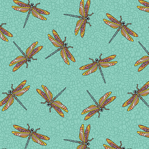 Benartex Fabric - Dragonfly Wonder in Turquoise (Small Wonders)