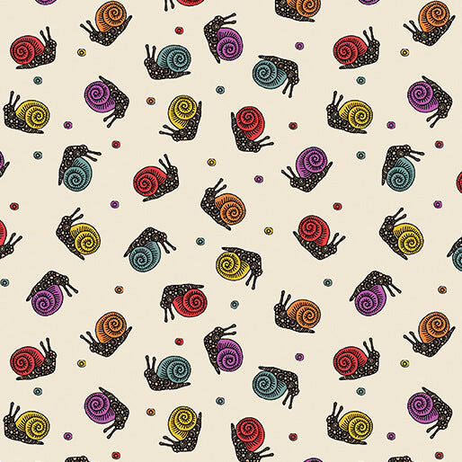 Benartex Fabric - Snail Magic in Cream (Small Wonders)