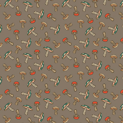 Benartex Fabric - Mushroom Wonder in Taupe (Small Wonders)