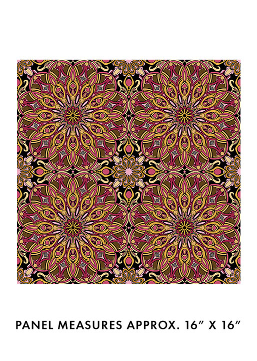 Benartex Fabric - Worldly Mandala in Rose/Multi (Newest Worlds)