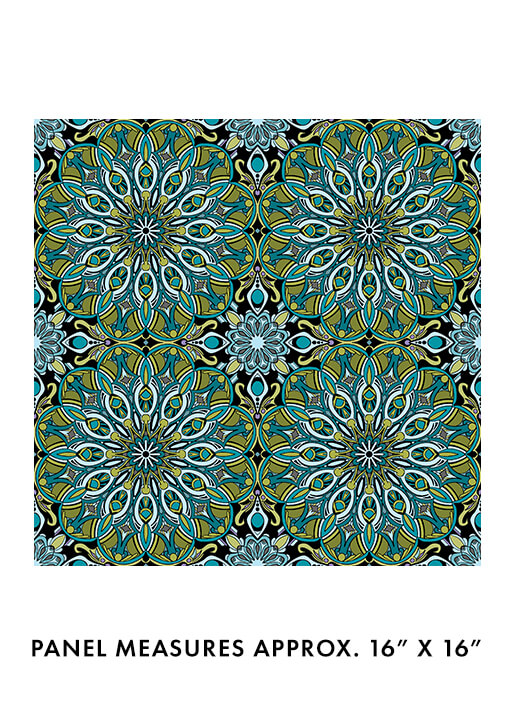 Benartex Fabric - Worldly Mandala in Turquoise/Multi (Newest Worlds)