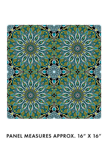 Benartex Fabric - Worldly Mandala in Turquoise/Multi (Newest Worlds)