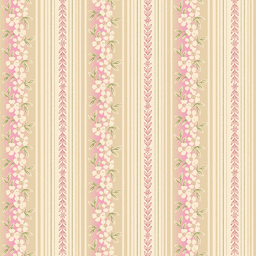 Benartex - Hampton Stripe Rose/Natural (Beloved) 16652-21