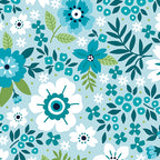 Benartex - Cottage Garden Aquamarine (Seaside Garden) 17180-24