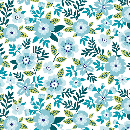 Benartex - Asters Aquamarine (Seaside Garden) 17181-24