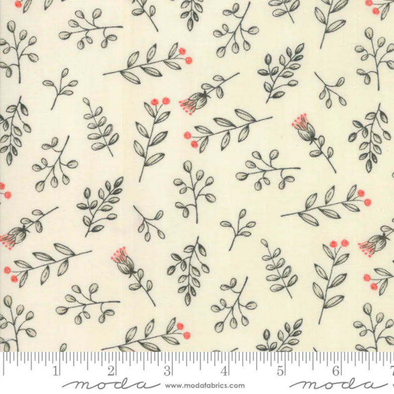 Moda Fabric - Floral Nature Drawings Cloud (Le Pavot)