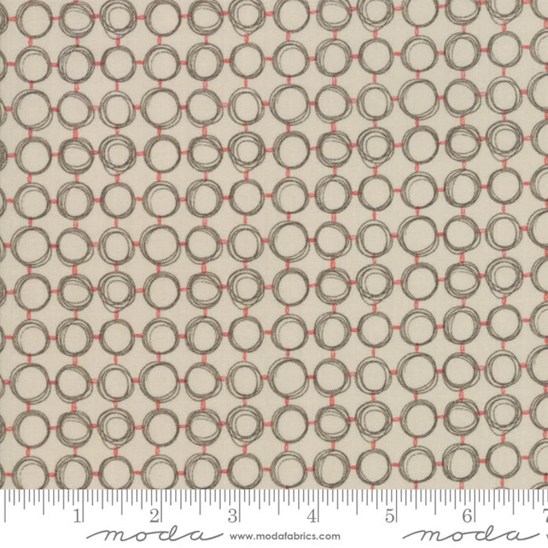 Moda Fabric - Floral Interlocking Circles Tan (Le Pavot)