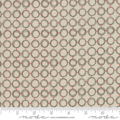 Moda Fabric - Floral Interlocking Circles Tan (Le Pavot)