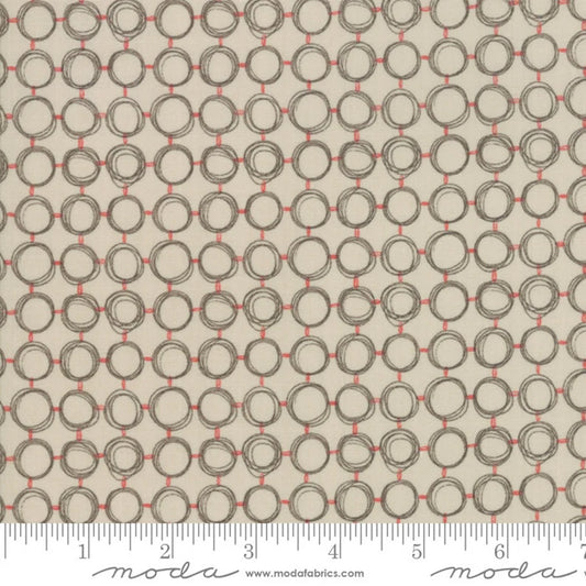 Moda Fabric - Floral Interlocking Circles Tan (Le Pavot)