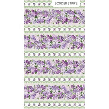 Northcott - Lilac Border Stripe (Lilac Garden) 25395-91