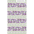 Northcott - Lilac Border Stripe (Lilac Garden) 25395-91