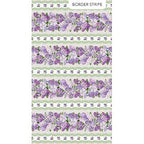 Northcott - Lilac Border Stripe (Lilac Garden) 25395-91