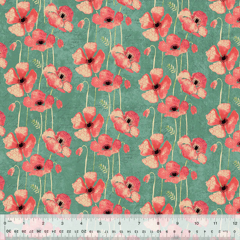 Windham Fabrics - Poppy Field Teal 53454-3 (Poppy)