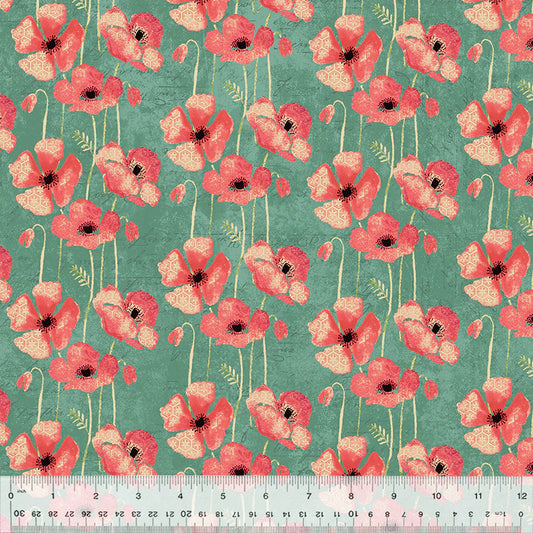 Windham Fabrics - Poppy Field Teal 53454-3 (Poppy)