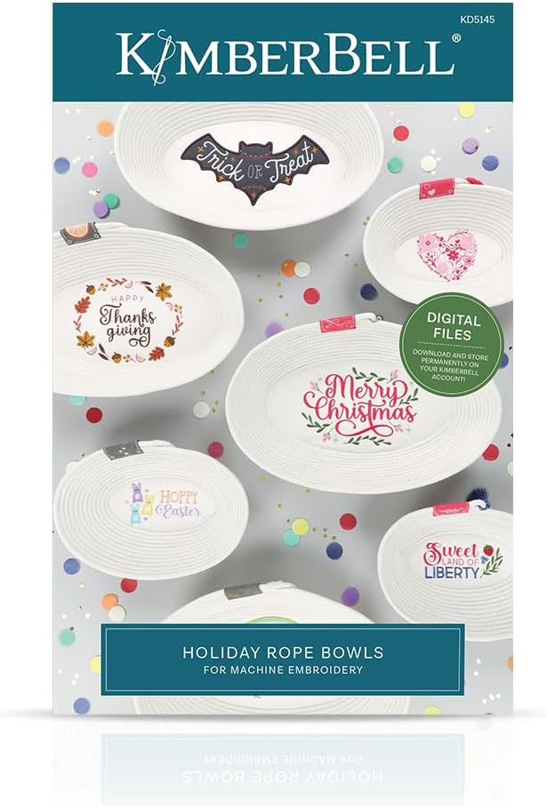 Kimberbell Holiday Rope Bowls (Design Redemption Card) – 7 Festive Embroidery Designs – Includes 5x7 & 8x12 Sizes – DIY Machine Embroidery Design (Digital Download)