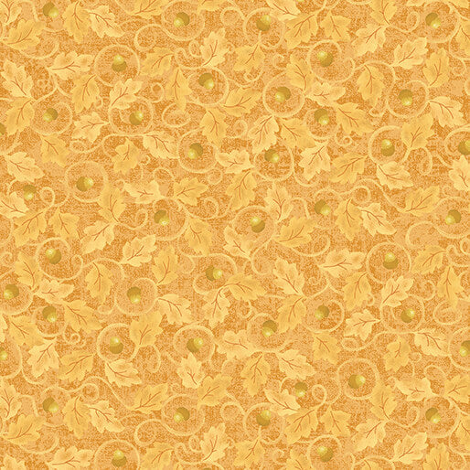Benartex Fabric - Acorn Twirl Gold (Autumn Breeze)