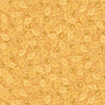 Benartex Fabric - Acorn Twirl Gold (Autumn Breeze)