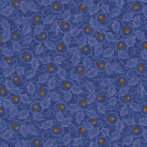 Benartex Fabric - Acorn Twirl Blue (Autumn Breeze)