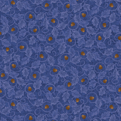 Benartex Fabric - Acorn Twirl Blue (Autumn Breeze)