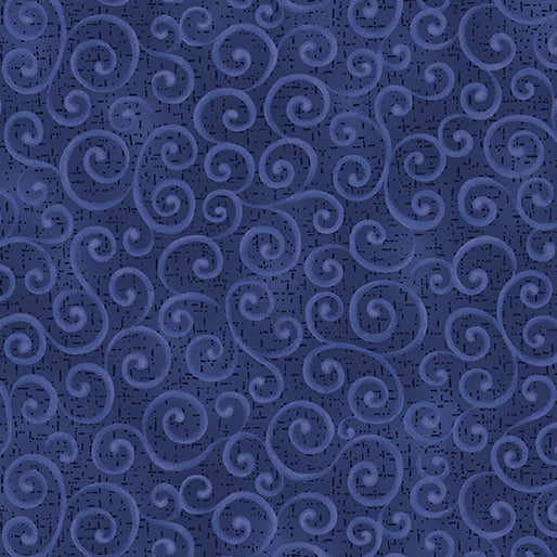 Benartex Fabric - Swirling Winds Navy (Autumn Breeze)