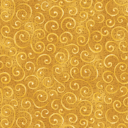 Benartex Fabric - Swirling Winds Gold (Autumn Breeze)