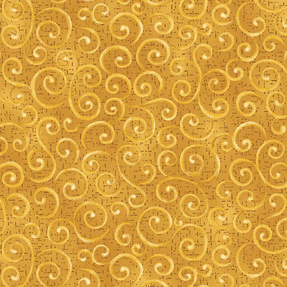 Benartex Fabric - Swirling Winds Gold (Autumn Breeze)