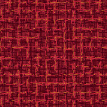 Benartex Fabric - Rambling Plaid Red (Autumn Breeze)