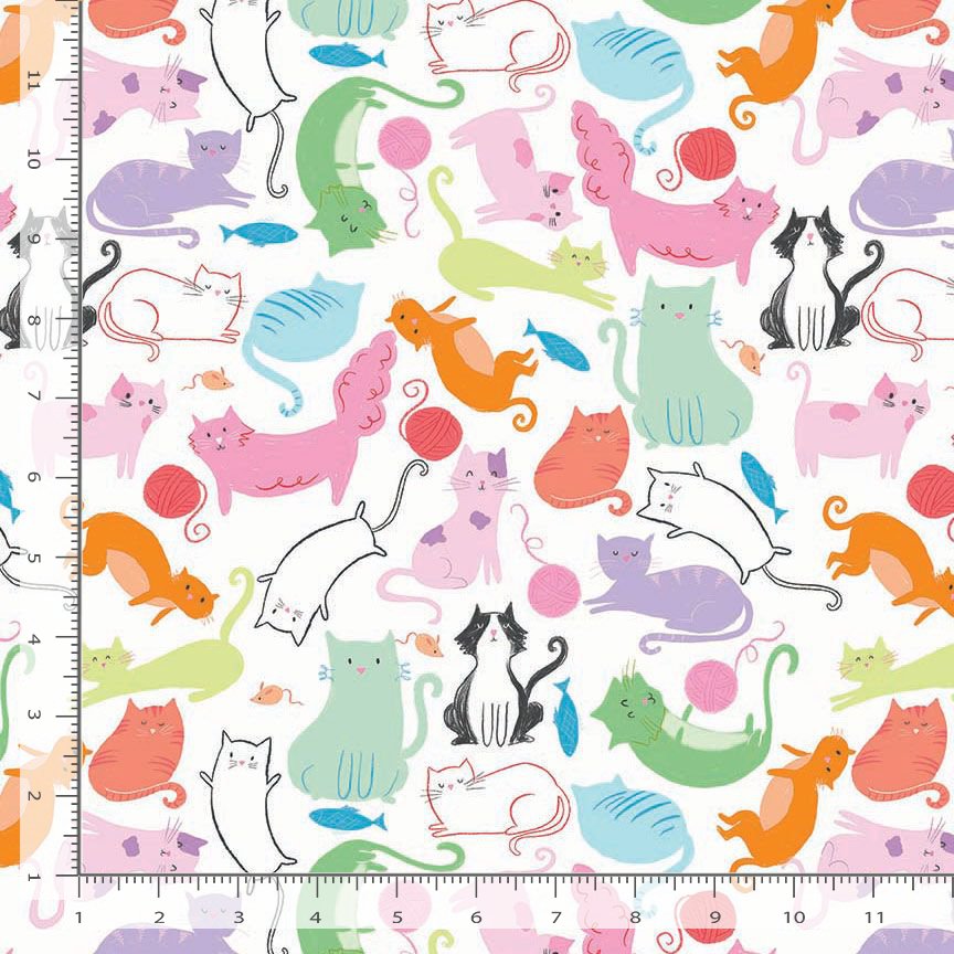 Timeless Treasures - CATurday White (Are You Kitten Me?) AT-CD4385