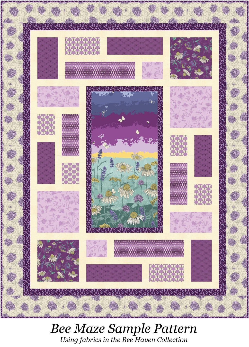 Benartex Fabric - Honeycomb Plum (Bee Haven)