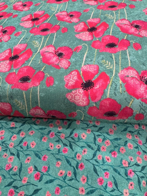 Windham Fabrics - Poppy Teal (53456-3)
