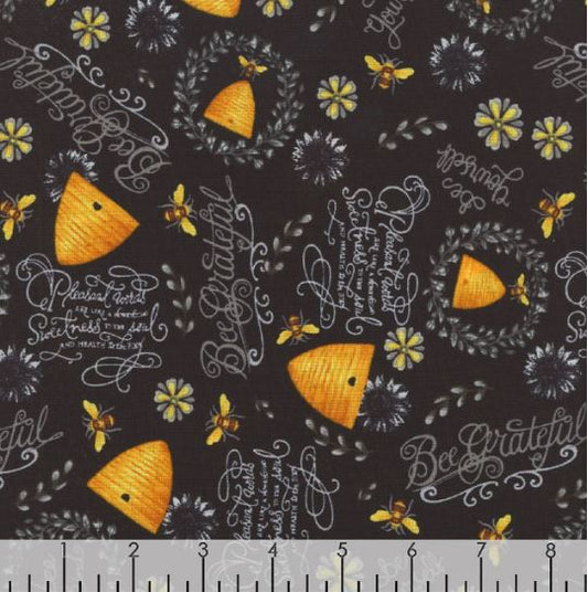 Timeless Treasures﻿ - Bee Grateful Black Honeycombs