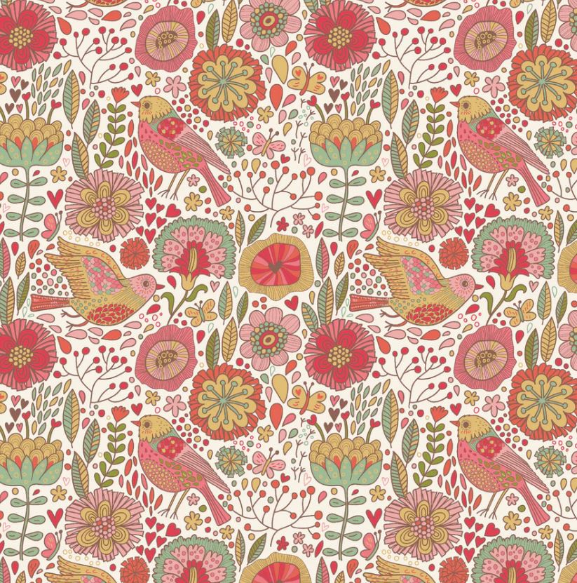 Benartex Fabric - Bird Watching Rose (Bird Song)