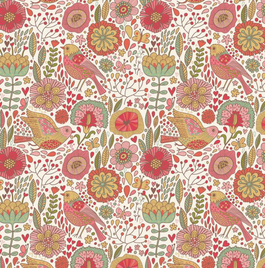 Benartex Fabric - Bird Watching Rose (Bird Song)